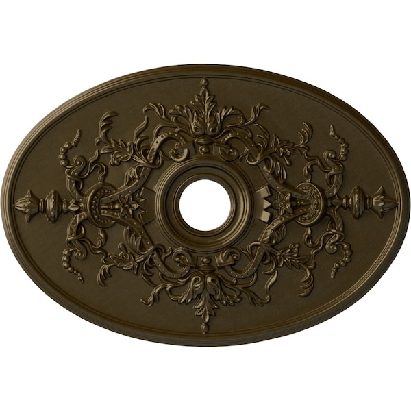 Ekena Millwork Alexa Ceiling Medallion (Canopies up to 5 5/8"), 30 3/4"W x 21 1/4"H x 3 7/8"ID x 1 5/8"P, Brass CM21X30ALBRS - main